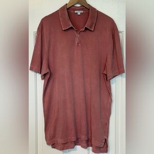 James Perse Standard Polo Shirt Made USA Garment Dyed Rose Large